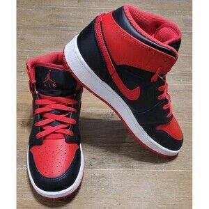Nike Air Jordan 1 Mid Shoes Alternate Bred GS Black Red DQ8423-060  5Y Wmns 6.5